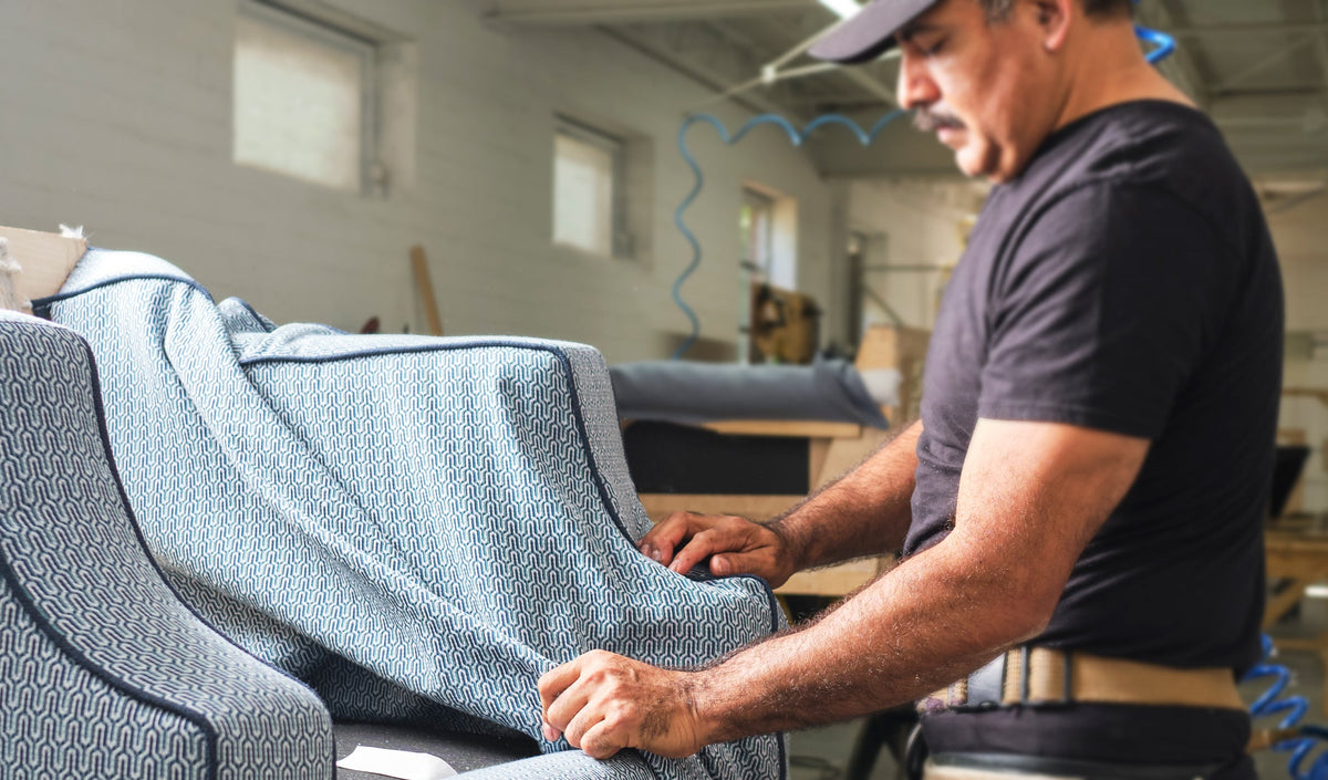 Present day upholstery work in the Hendricks workroom
