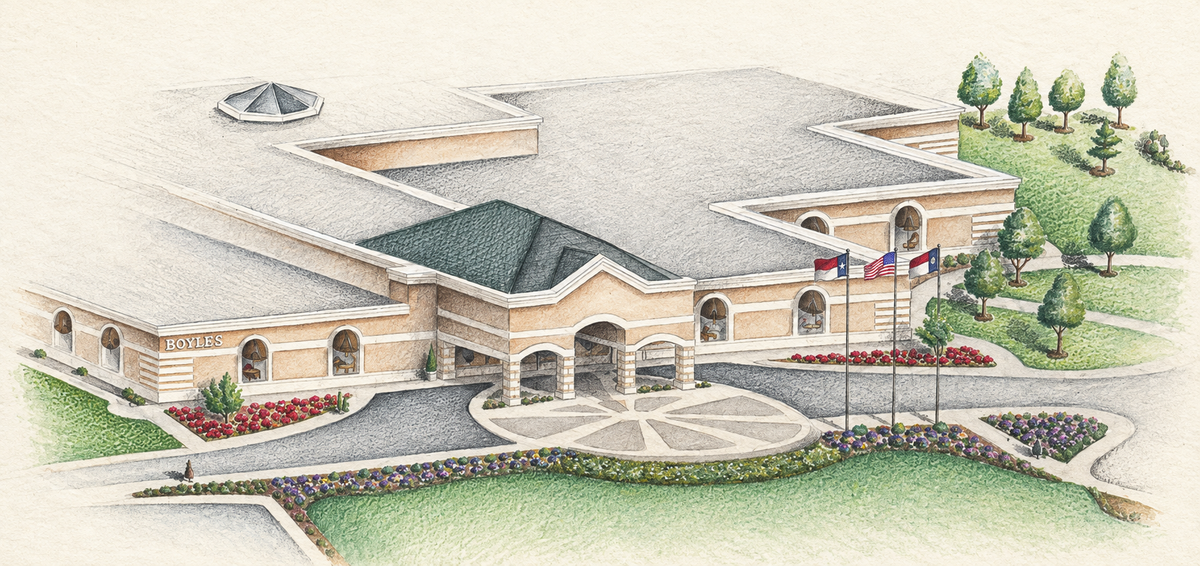 Refined reproduction of the Boyles architectural illustration