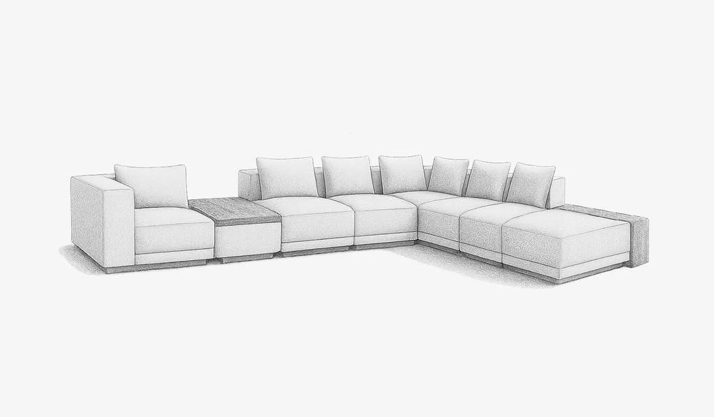 Napoli 11— Ottoman B (2), Block Table Mid (2), Armless (2), Corner (Copy) - HENDRICKS
