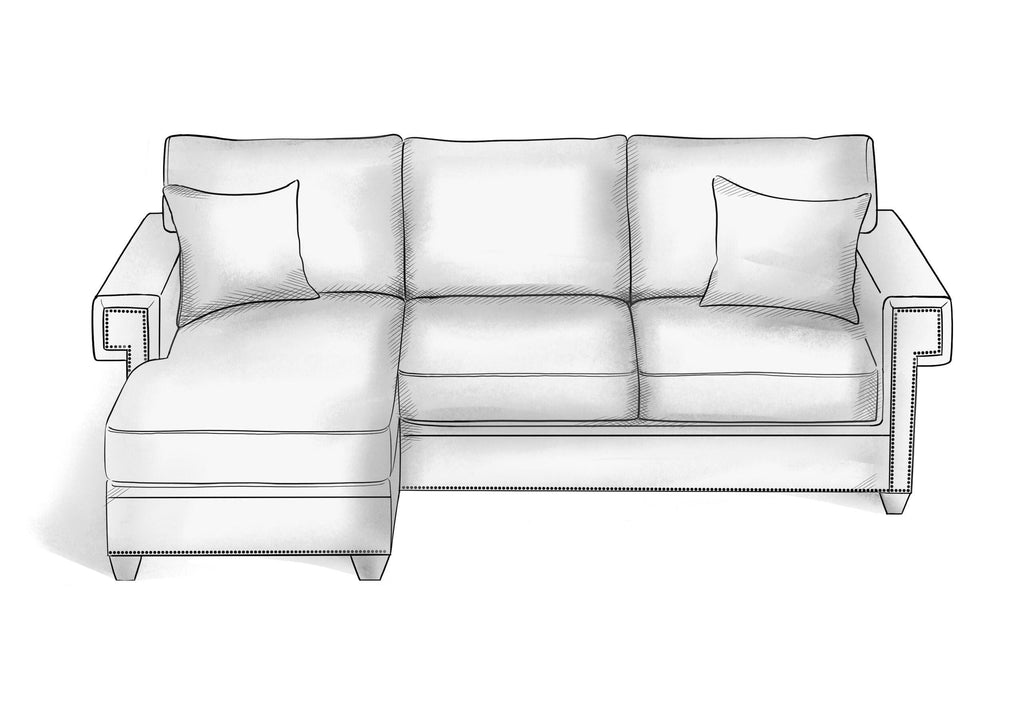 Greek Key Arm L Sofa - Hendricks Fine Furniture | Luxury Upholstery Craftsmen