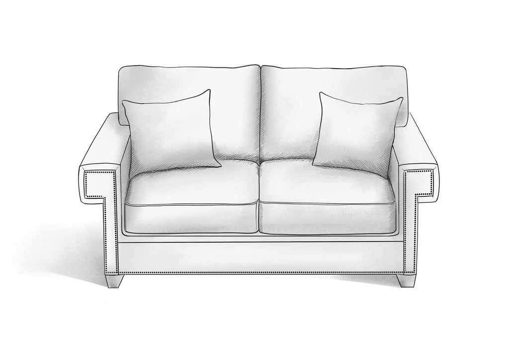 Greek Key Arm Loveseat - Hendricks Fine Furniture | Luxury Upholstery Craftsmen