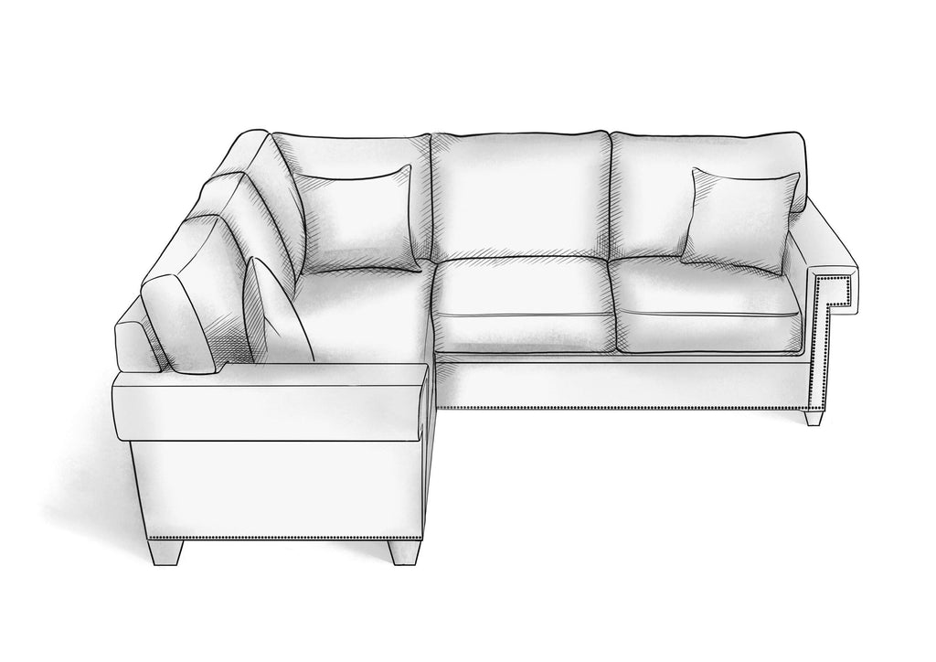 Greek Key Arm Short L Sectional - Hendricks Fine Furniture | Luxury Upholstery Craftsmen