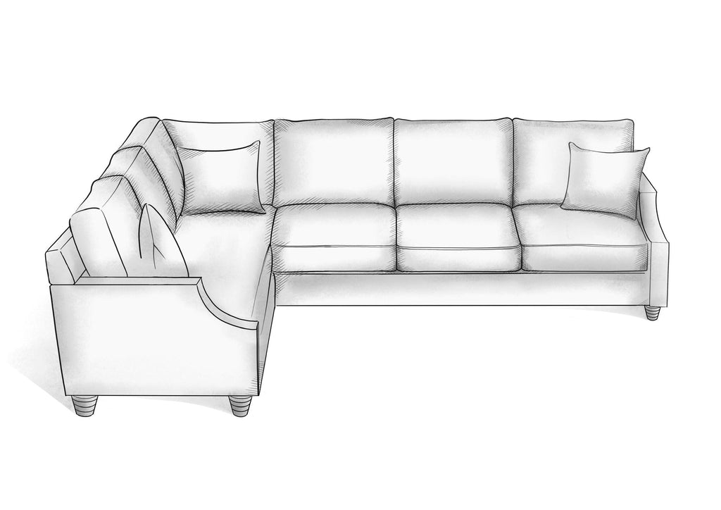 Scoop Arm Extended L Sectional - Hendricks Fine Furniture | Luxury Upholstery Craftsmen