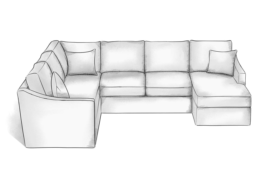 Slope Arm Extended L Sectional w/ Chaise - Hendricks Fine Furniture | Luxury Upholstery Craftsmen